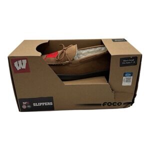 FOCO Wisconsin‎ Badgers Moccasin Slippers Mens Small 7-8 Slip On House Shoes